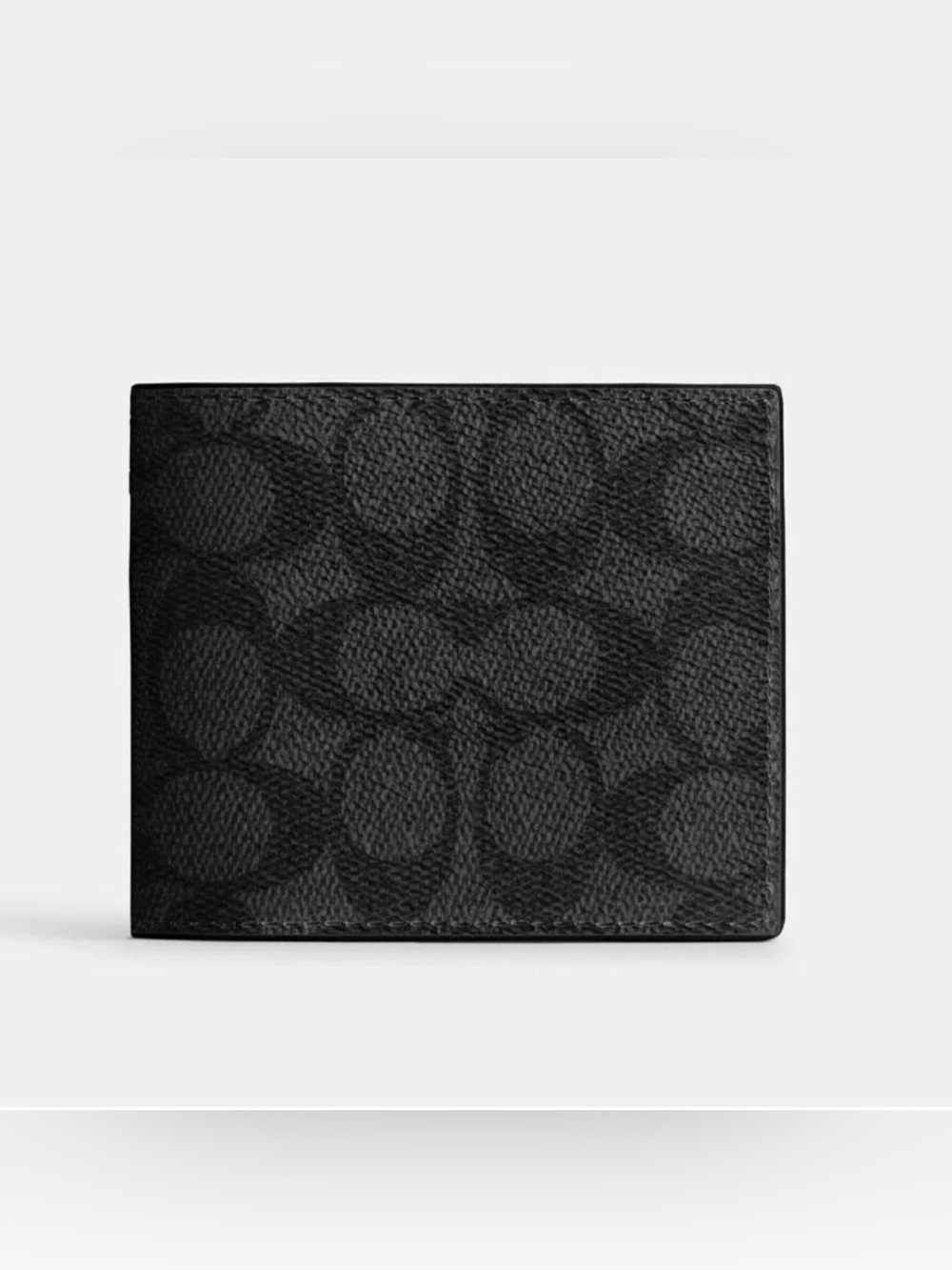 New Coach Men's Charcoal/Black Signature Coated Canvas ID Billfold Wallet (CY394